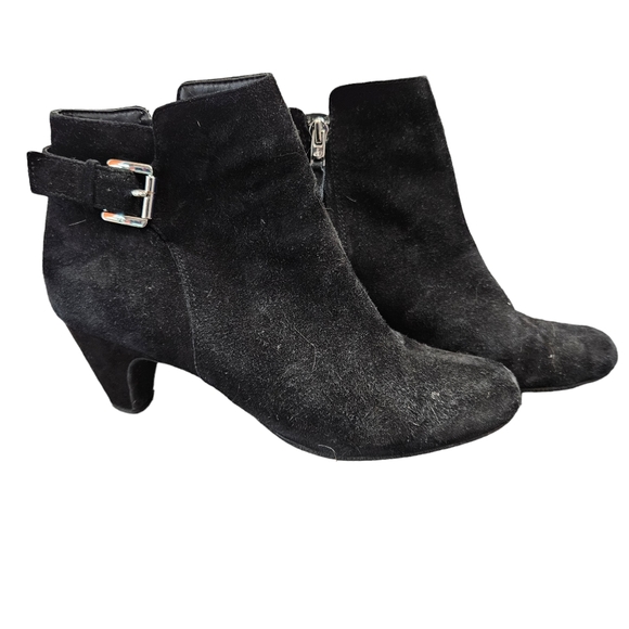 Sam Edelman Shoes - Sam Edelman Mona Black Suede Leather Ankle Booties Zipper Side EUC Ladies Size 8